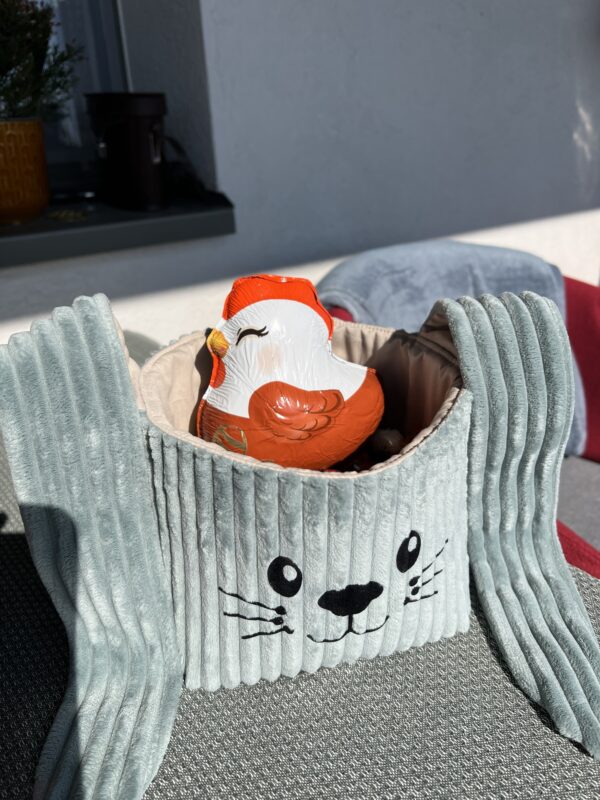 Osterkörbchen Bunny Blau Cord - Image 3