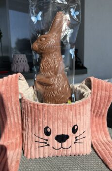 Osterkörbchen Bunny Rosa Cord
