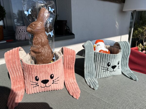 Osterkörbchen Bunny Rosa Cord - Image 4